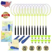 Friendly 12 Pack Badminton Rackets & Shuttlecock Set - Perfect for Family Games