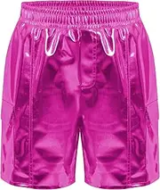 [Hedmy] Girls Shiny Metallic Shorts Dance Hot Pants Sparkly Athletic Shorts for Kids 80s Disco Outfits