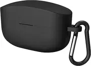 Geekria Silicone Case Cover Compatible with Sony WF-1000XM4 True Wireless Earbuds, Earphones Skin Cover, Protective Carrying Case with Keychain Hook, Charging Port Accessible (Black)