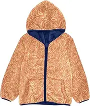 [GuoChe] Girls Sherpa Lined Valentine's Day Cute Orange Floral Children Coats For Toddler Boys Navy Blue Lightweight Zip Up 3T