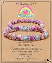 [Joycuff] First Day of School Preschool Pre-K Kindergarten Gifts for Daughter Gifts from Mom Unique Mother Daughter Bracelets for Daughter Mother Daughter Gift Back To School Gifts Moonstone Bracelet