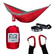 Flatrock Camping Travel Lightweight Nylon Hammock with Straps and Carabiners