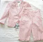 ALEXANDER MCQUEEN McQ Red White Cotton Stripe Seersucker Blazer Shorts Suit 40 4