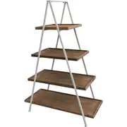 Wood Metal 142cm Shelf Unit A Frame Display Stand Rack Organiser Brown/White