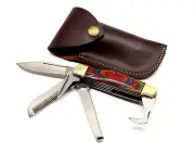 Farrier Hoof Folding Knife Multi-Purpose 5 Stainless Steel Blades with Pouch