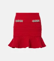 [Self-Portrait] Self-Portrait Knitted embellished miniskirt AU 14 red