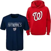 MLB Youth 8-20 Polyester Performance Primary Logo Pullover Sweatshirt Hoodie & T-Shirt 2 Pack Set