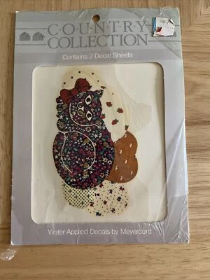 Meyercord VTG Water Applied Decals Transfers Calico Cats NOS Wear to packaging