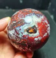 TOP 430g Natural Polished Mexico Banded Agate Crystal Sphere Ball Healing YWD756