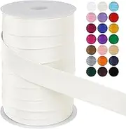 LEREATI Satin Bias Tape Double Fold 1 Inch x 55 Yards, Bias Tape for Sewing, Polyester Quilt Binding Tape, Piping Trim Fabric Tape for Hemming, Seaming, DIY Crafts (Off-White)
