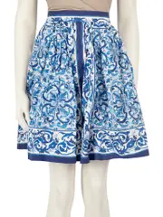 Blue Majolica Print Pattern Skirt