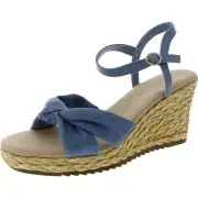 Anne Klein Womens Wheatley Faux Leather Sandal Open Toe Wedge Heels BHFO 1678