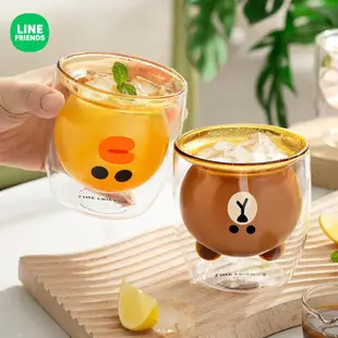 ⭐ LINE FRIENDS 玻璃 水杯 咖啡杯 牛奶杯 卡通杯 馬克杯 耐高溫 BROWN 熊大 SALLY 莎莉