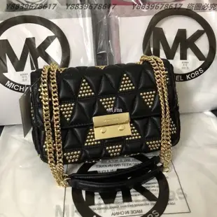 美國代購MICHAEL KORS MK 新款菱格鉚釘 鍊條單肩包 斜背包  輕奢時尚