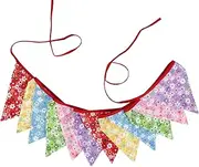 Party Decorations 3.2M Multicolor Fabric Bunting 12 Pennant Flags Wedding Party Decor Banner Home Girl Baby Shower Carnival Garland (Color : NO085)