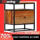 bedside cabinet reclaimed wood nightstand 1 drawer 1 shelf 40cm brown 2725