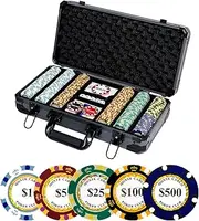 JIESITE 14g Clay Poker Chips Set 300 Pcs Poker Chips 39mm with High-end Aluminum Carrying Case/2 Decks of Plastic Playing Cards/Dealer Button for Poker Games Blackjack Texas Hold'em