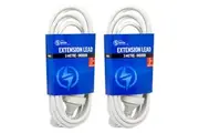 2PK The Brute Power Co 3m Extension Lead Cord Cable AU NZ 2400W 240V Plug White