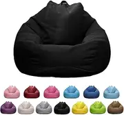 Vivva Stuffed Animal Storage Bean Bag Chair Cover (No Filler) - Stuffable Beanbag Cover-Polyester Beanbag Replacement Cover Without Filling 100X120CM (Cold Black)