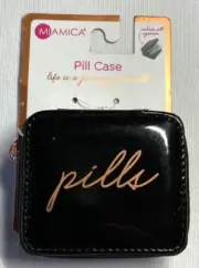 MIAMICA PILL CASE WITH 8 SECTION ORGANIZER BLACK PATENT PILLS NWT