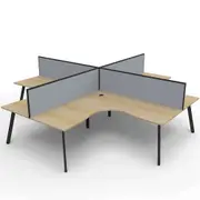 RAPIDLINE RAPID ETERNITY CORNER WORKSTATION 4 Person W1500 x W1500 x D750 x H730mm (per user) Natural Oak Top Black Quad Frame