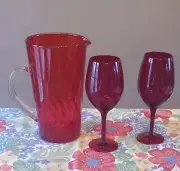 Sangria Pitcher and Stemmed Glass Set, Red, Pottery Barn