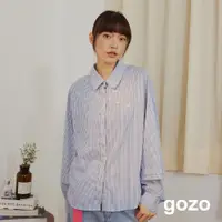 在飛比找蝦皮商城優惠-【gozo】下班洗衣服條紋格子襯衫(淺藍/深綠_F) | 女