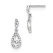 14K White Gold Polished Real Diamond Post Earrings