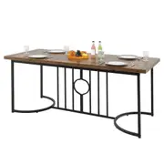 Giantex Rectangular Dining Table 6-8 People Wooden Large Kitchen Table Brown
