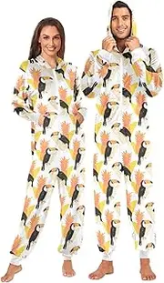 [ZZXXB] Parrot Pineapple Onesie Pajamas for Adult Women Men Long Sleeves One Piece Onesies Hooded Sleepwear S - XL