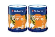 100 x Verbatim blank DVD-R 16x 4.7GB - White Inkjet Printable DVD Discs