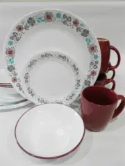 ❤️ 16-pc Corelle NORDIC BLOOM Dinnerware Set *Scandinavia Wildflowers Raspberry