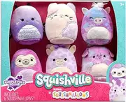 Squishville SQM0475 Purple Squad, Super Soft Mini Squishmallows, 5 cm Plush Figures, Pack of 6
