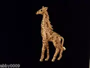 Signed Swan Swarovski Matt Gold Plated Giraffe Brooch Pin