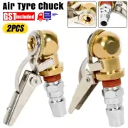 AU 2/4PC Air Tyre Chuck Ball Tire Valve Stem Lock On Clip Inflator Steel Fitting