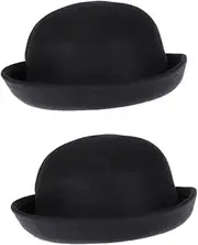 [CHILDWEET] 2pcs Woolen Bowler Hat Christmas Costume Accessories Victorian Top Hat Fascinator Hat Classic Fedora Hats Floppy Panama Hat Classic Wool Hat Jazz Man Hat U.k. Felt Clothing Women's Black