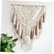 Macrame Wall Hanging, Woven Tapestry Beige & Dusty Rose Handmade Craft Macrame
