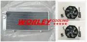 QLD-Aluminum Radiator+fans FOR Peugeot 205 GTI 1.6L 1984-1994 Manual 85 86 87 88