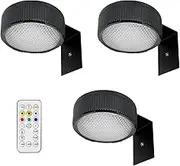 BYVCUI 3 Pcs Wireless RGB LED Lights - Magnetic Suction Spotlight with Adjustable Timer & Dimmer, Battery Powered Remote Control Wall Decor Puck Lights for Art Displays and Galleries (Black)