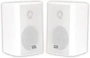 AA351W 2 Way High Performance Indoor Outdoor 500W Speakers with Powerful Bass (1 Pair, White)