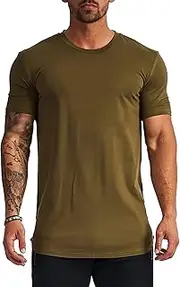 [xoxingysm] Mens Premium T Shirt Soft Fitted Cooling Ice Silk Crew Neck Tees Classic Solid Summer Athletic Pullover Tops