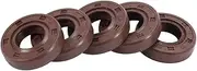 X AUTOHAUX Universal Oil Seal TC Double Lip W Steel Spring Seal Ring Rotary Shaft Seal 10x20x5mm High Pressure Fluorine Rubber Brown 5 Pcs