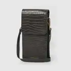 URBAN ORIGINALS Crocodile Phone Wallet Crossbody Croc Bag Black / Grey Vegan NEW