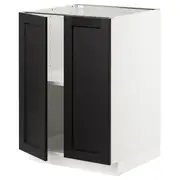 METOD base cabinet with shelves/2 doors, white/Lerhyttan black stained, 60x60x80 cm