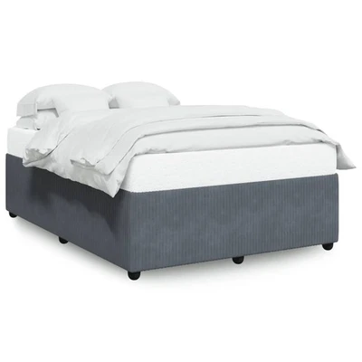 QUEEN Size Velvet Bed Frame Modern Mattress Base Wood Slats Platform Dark Grey