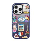 iPhone 16 Pro Impact Case MagSafe Compatible Vintage Luggage Stickers