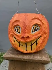 STEAMPUNK PUMPKIN Halloween Jack-o-Lantern Papier-mâché Artist Made 9” Tall OOAK