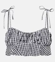 [Faithfull] Faithfull Gingham cotton poplin top AU 14 black