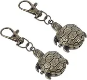 2pcs Turtle Keychain The Watch Key Fob Key Holder Classic Watches for Men Vintage Bronze Keychain Quartz Vintage Watch Pocket Watch Keychain Novelty Keychains Olive COSMEVIVI