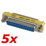 5 Pack DB25 25-Pin Serial D-SUB Female to Female Gender Changer Coupler Adapter